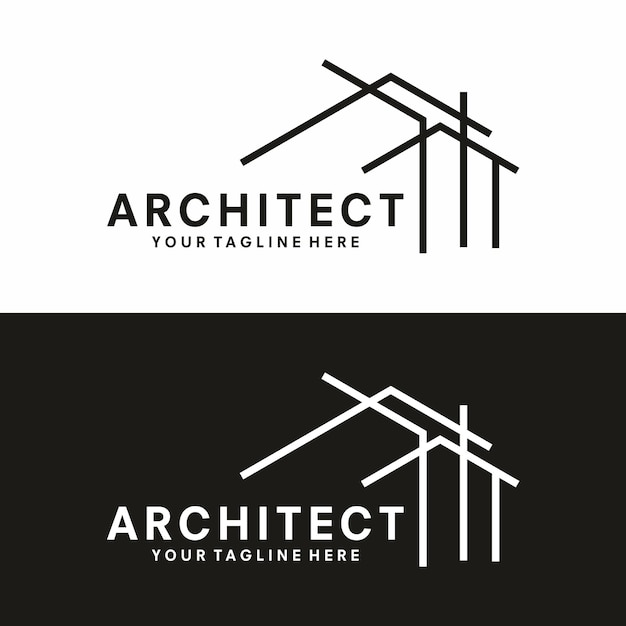 Diseño de logotipo de arquitectura de edificio moderno simple con gráfico de rascacielos de arte lineal