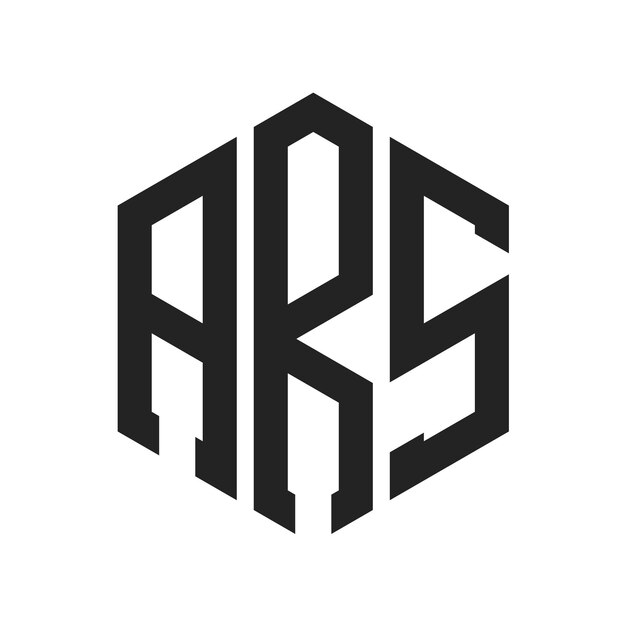 Diseño del logotipo de ARS Letra inicial ARS Monograma Logotipo con forma de hexágono