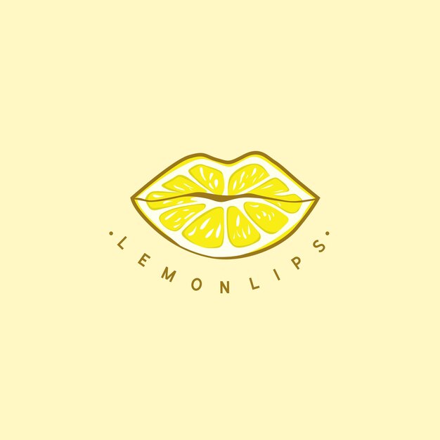 Diseño de logotipo de arte de labios de limón