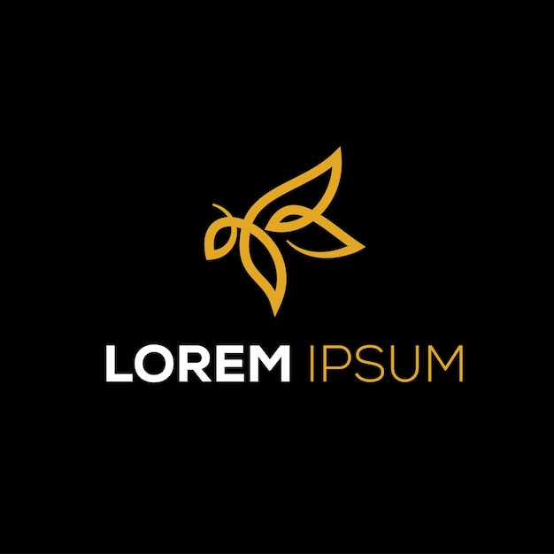 Diseño de logotipo de arte de línea de abeja de miel