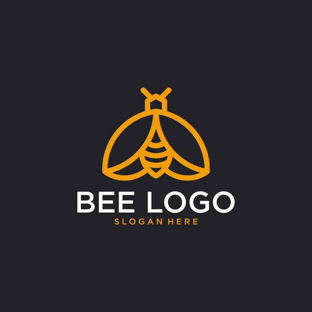 Vector diseño de logotipo de arte de línea de abeja