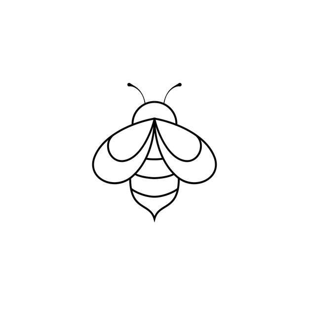 Diseño de logotipo de arte de línea de abeja