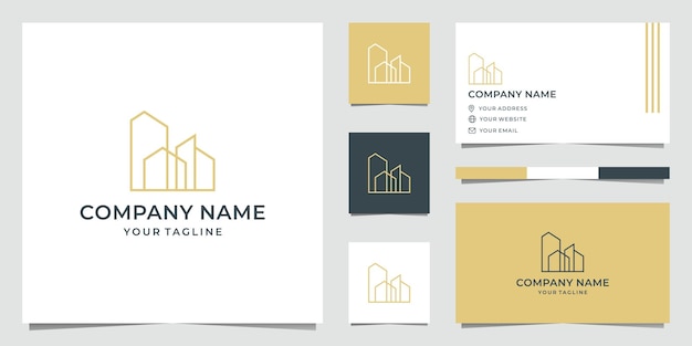 Diseño de logotipo de arte de línea de apartamentos modernos