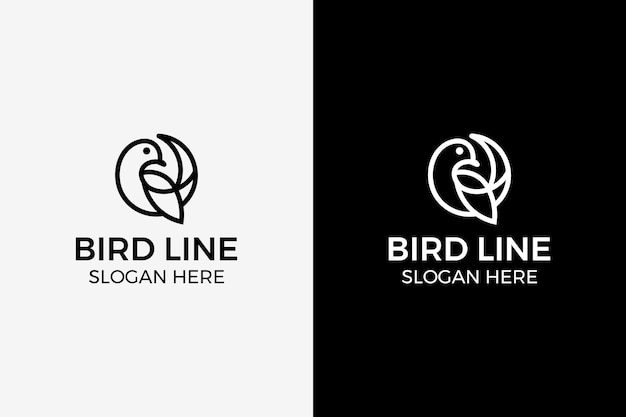Diseño de logotipo de arte de línea de aves