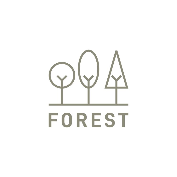 Diseño de logotipo de arte de línea de bosque