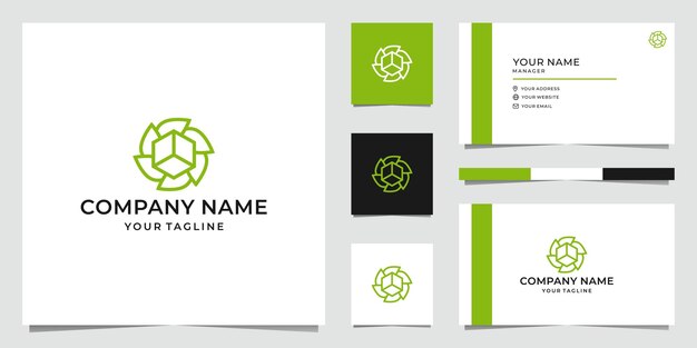 Diseño de logotipo de arte de línea de caja ecológica