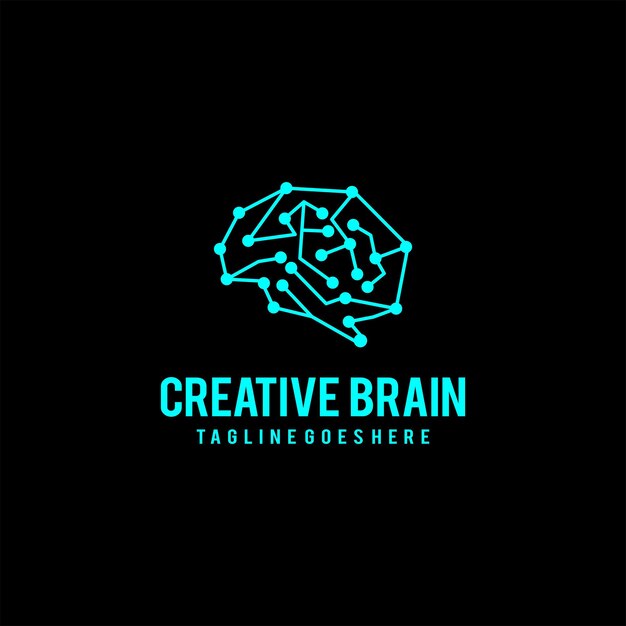 Vector diseño de logotipo de arte de línea de cerebro único y moderno