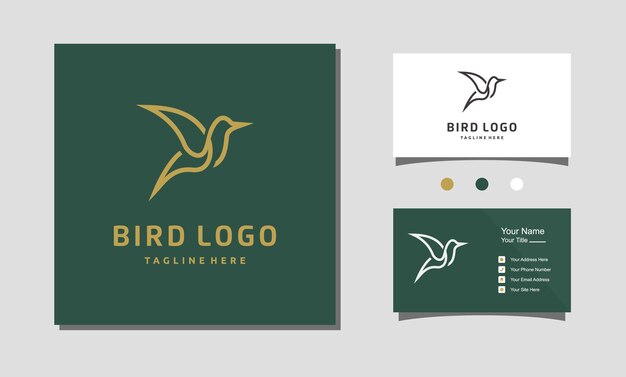 Diseño de logotipo de arte de línea de colibri volador Icono de símbolo de pájaro minimalista