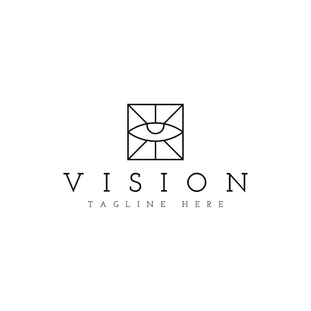Diseño de logotipo de arte de línea cuadrada de ojo místico