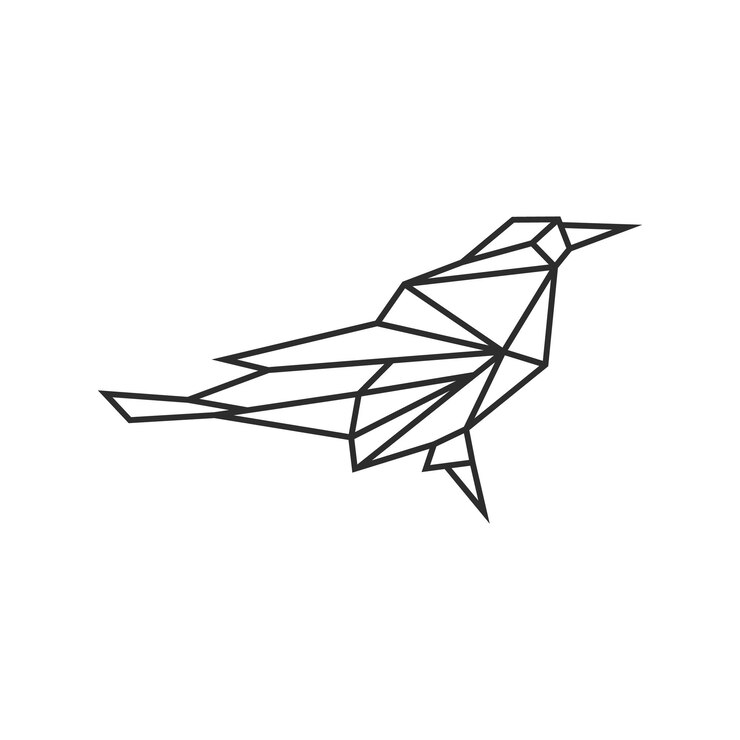 Vector diseño de logotipo de arte de línea geométrica de pájaro de cuervo cuervo