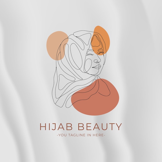 diseño de logotipo de arte de línea de hijab femenino