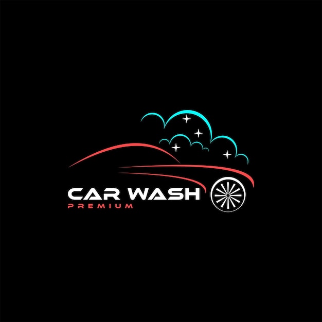 diseño de logotipo de arte de línea de lavado de autos