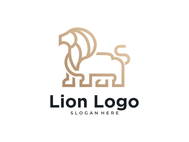 Diseño de logotipo de arte de línea de león de lujo