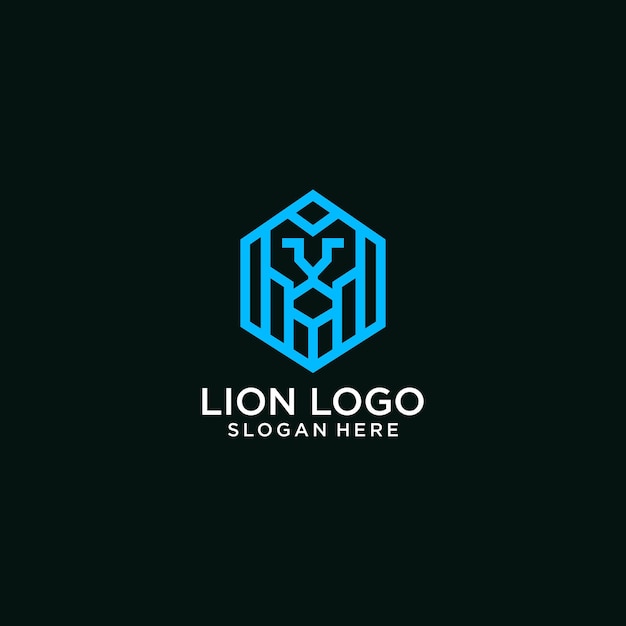 diseño de logotipo de arte de línea de león