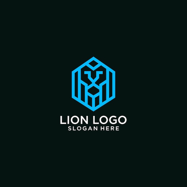 Vector diseño de logotipo de arte de línea de león