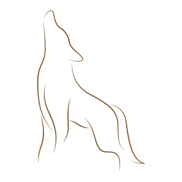 Diseño de logotipo de arte de línea de lobo
