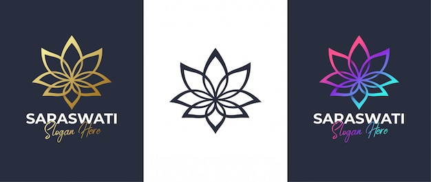 Diseño de logotipo de arte de línea de loto