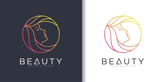 Diseño de logotipo de arte de línea de mujer de belleza minimalista vector premium