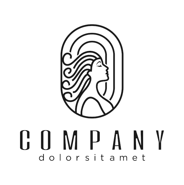 Diseño de logotipo de arte de línea de mujeres de belleza