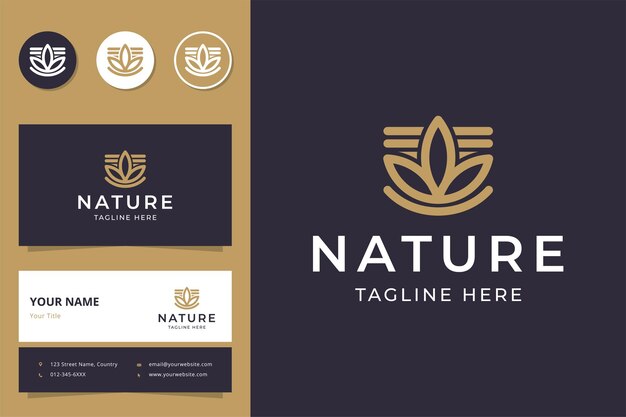 Diseño de logotipo de arte de línea de naturaleza de hoja