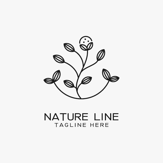 Diseño de logotipo de arte de línea de naturaleza