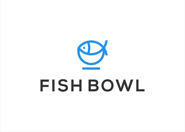 Diseño de logotipo de arte de línea de pecera creativa