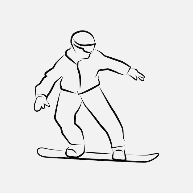 diseño de logotipo de arte de línea de snowboarder