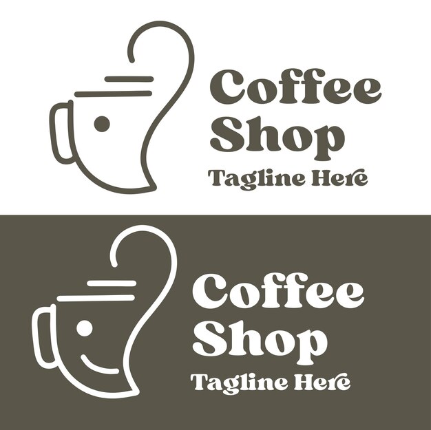 Diseño de logotipo de arte de línea de taza de café