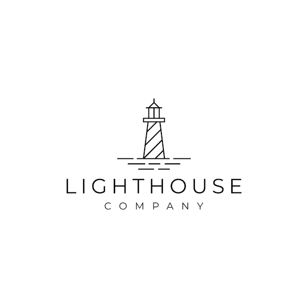 Diseño de logotipo de arte de línea de torre de faro