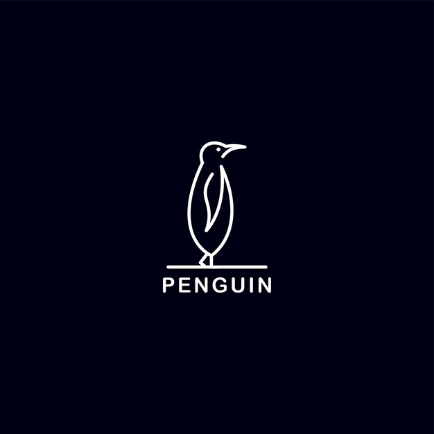 Diseño de logotipo de arte de línea única de pingüino