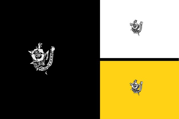 Diseño de logotipo de arte de línea de vector de flores