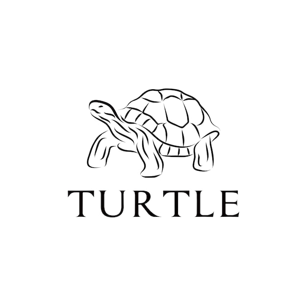 Diseño de logotipo de arte de línea de vida silvestre de tortuga tortuga caminando
