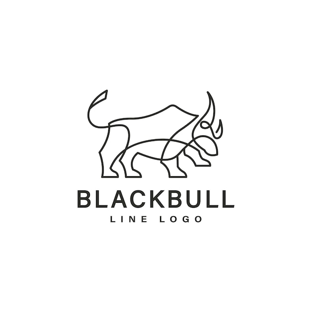 Diseño del logotipo de arte monolino con ilustración vectorial de Bull negra