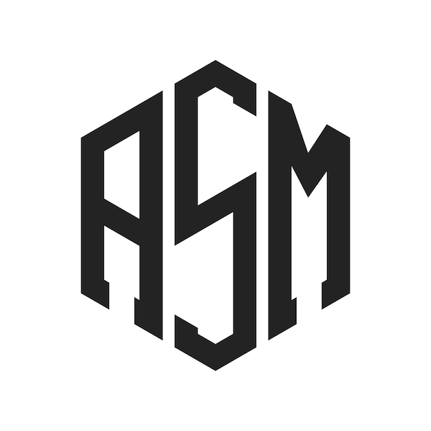 Diseño del logotipo de ASM Letra inicial ASM Monograma Logotipo con forma de hexágono