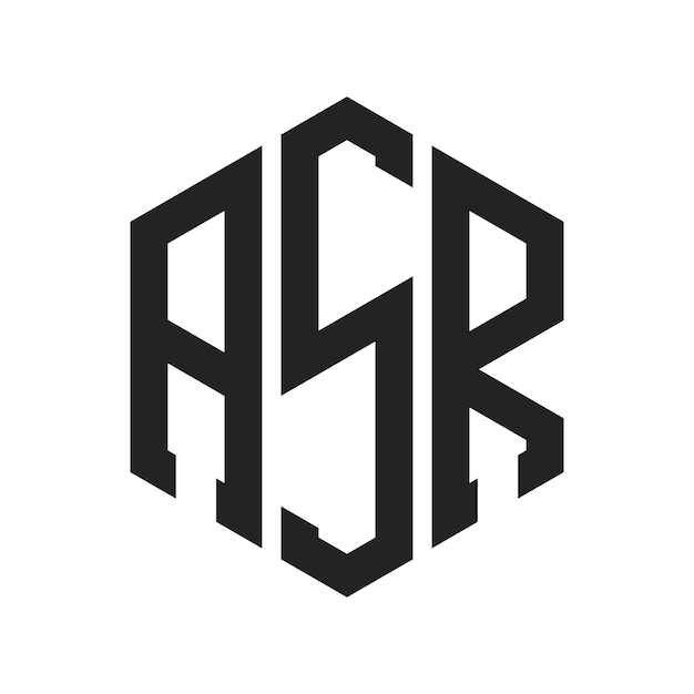 Diseño del logotipo de ASR Letra inicial ASR Monograma Logotipo con forma de hexágono