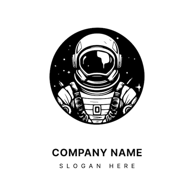 Diseño del logotipo del astronauta Ilustración dibujada a mano
