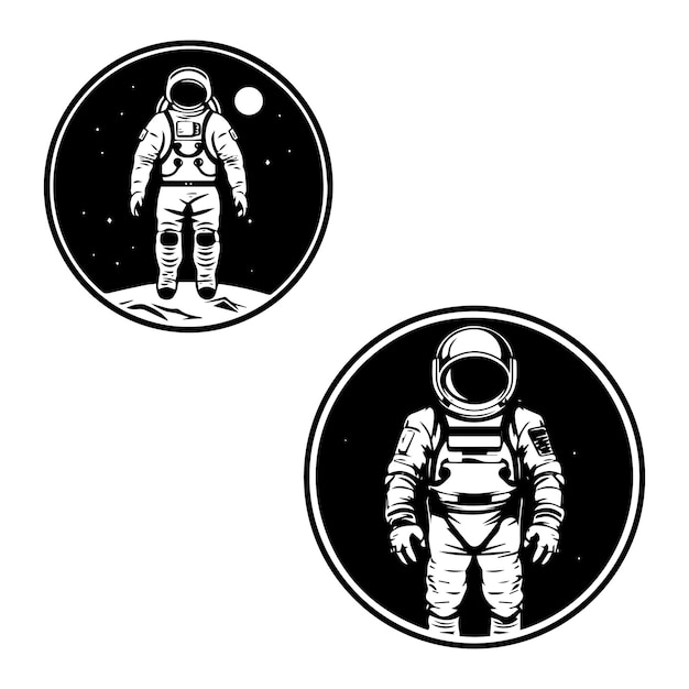 Diseño del logotipo del astronauta Ilustración dibujada a mano