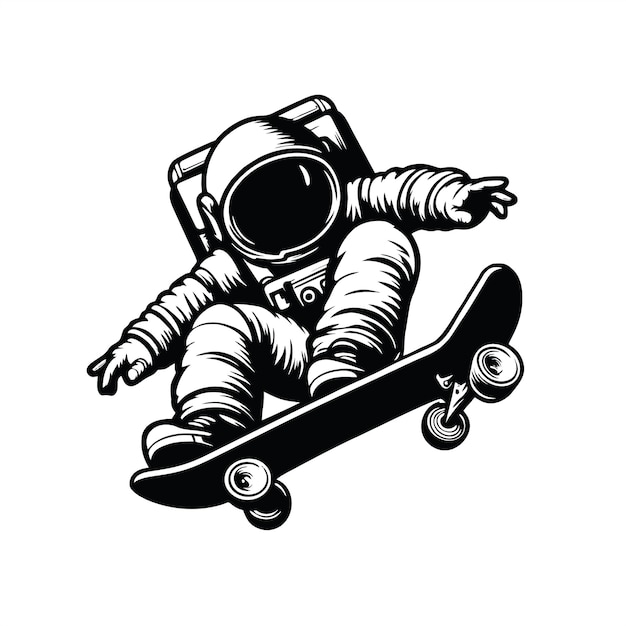 Diseño del logotipo del astronauta de patineta