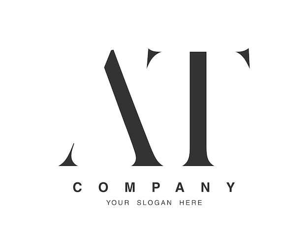 Diseño del logotipo AT Letra inicial a y t estilo de fuente serif Nombre de empresa clásico creativo tipografía Logotipo o identidad de moda
