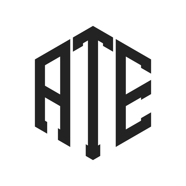 Diseño del logotipo ATE Letra inicial ATE Monograma Logotipo con forma de hexágono