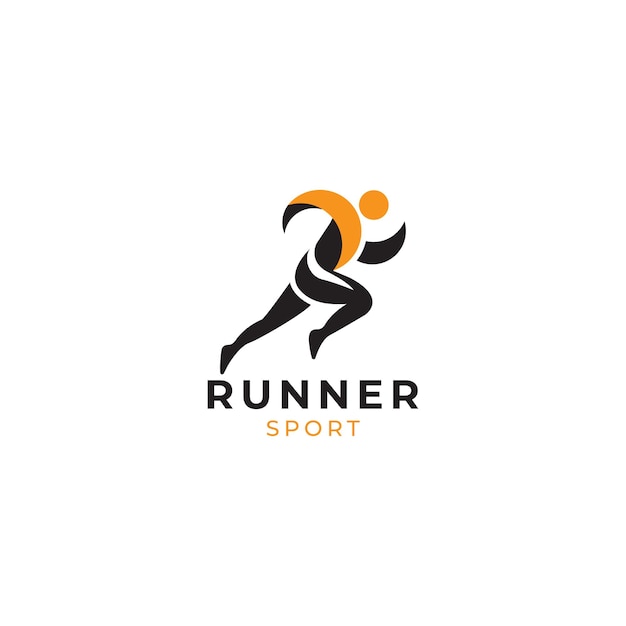 diseño del logotipo del atleta en carrera sprint o corredor de pista concepto ilustración vectorial