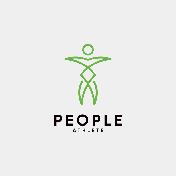 diseño de logotipo de atleta de personas de línea simple