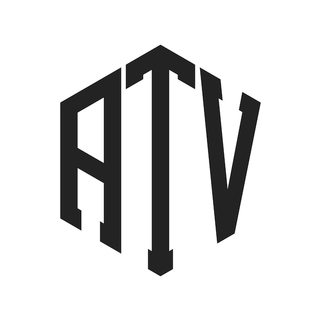 Diseño del logotipo de ATV Letra inicial ATV Monograma Logotipo con forma de hexágono