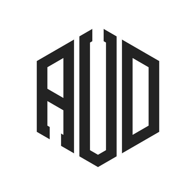 Diseño del logotipo AUD Letra inicial AUD Monograma Logotipo con forma de hexágono