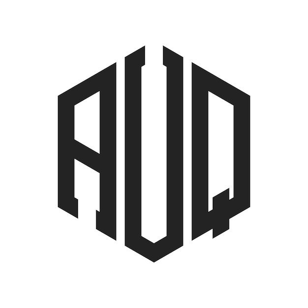 Diseño del logotipo AUQ Letra inicial AUQ Monograma Logotipo con forma de hexágono