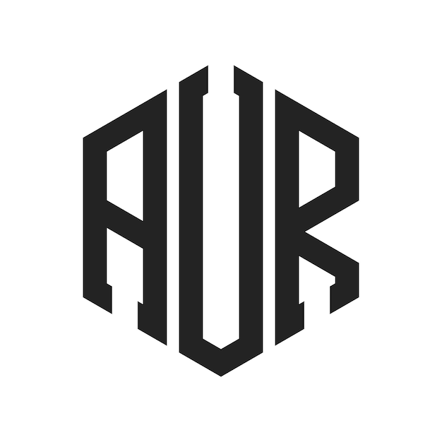 Diseño del logotipo AUR Letra inicial AUR Monograma Logotipo con forma de hexágono