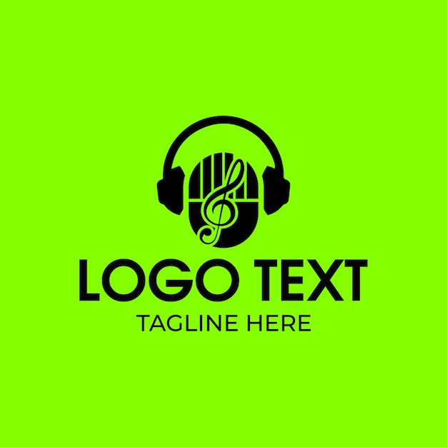 Diseño de logotipo de auriculares y micrófono