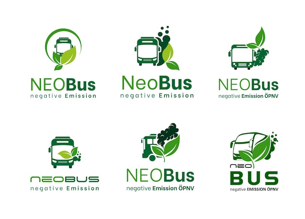 Diseño de logotipo de autobús de emisión negativa para el logotipo de transporte ecológico de su empresa
