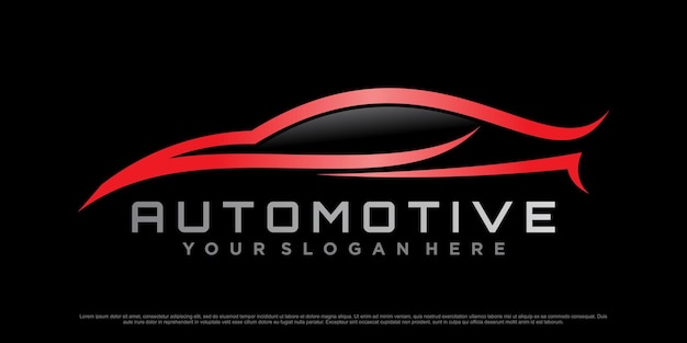 Diseño de logotipo automotriz con ícono de automóvil deportivo y concepto moderno creativo vector premium