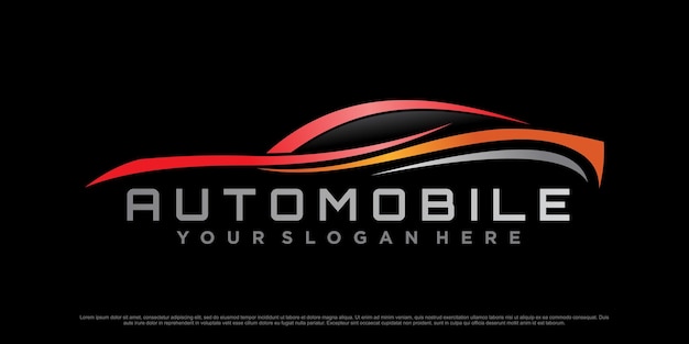 Diseño de logotipo de automóvil con ícono de automóvil deportivo y concepto moderno Vector Premium